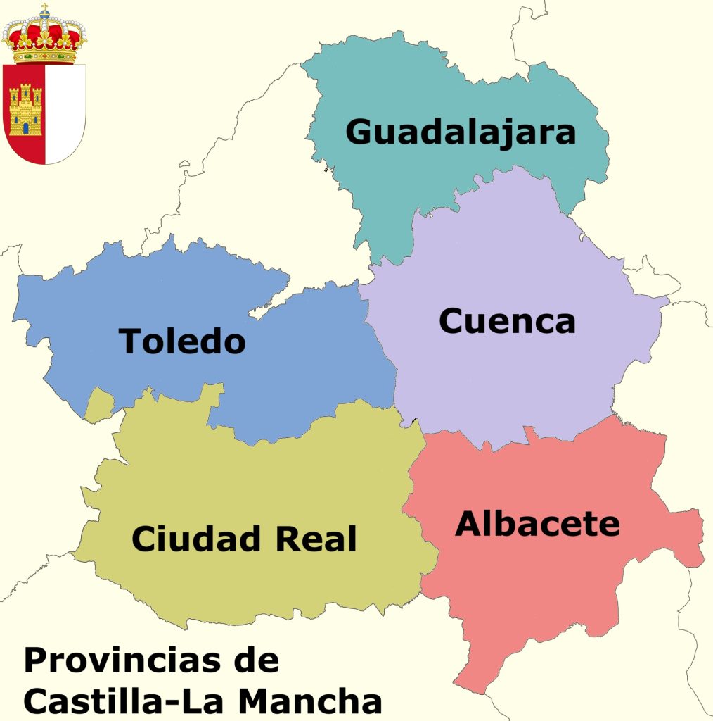 Mapa de las provincias de Castilla–La Mancha.
