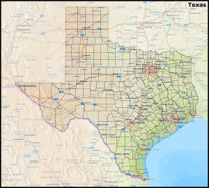 Mapa del estado de Texas