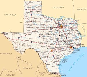Mapa de relieve sombreado de Texas.