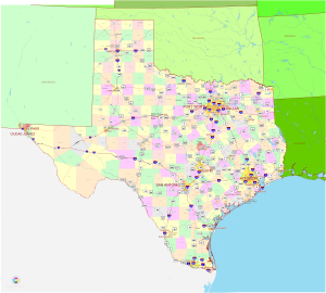 Mapa pol&iacute;tico del estado de Texas