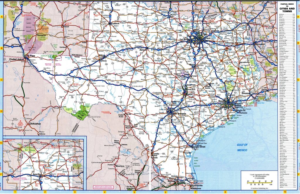 Mapa de carreteras del estado de Texas.
