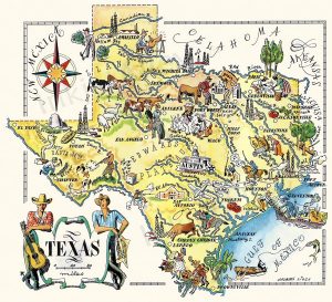 Mapa tur&iacute;stico pict&oacute;rico de Texas