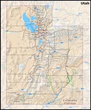 Mapa del estado de Utah