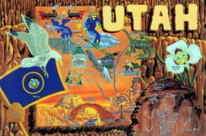 Mapa tur&iacute;stico pict&oacute;rico de Utah.