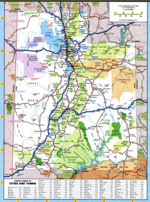 Mapa de carreteras del estado de Utah