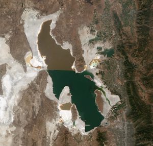 Fotograf&iacute;a satelital del Gran Lago Salado 2018.