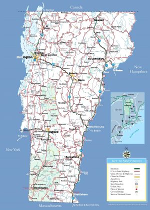 Mapa de carreteras del estado de Vermont