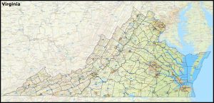 Mapa del estado de Virginia