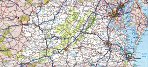 Mapa de carreteras del estado de Virginia