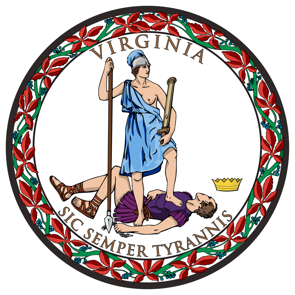 Anverso del gran sello del estado de Virginia.