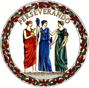 Reverso del gran sello del estado de Virginia.