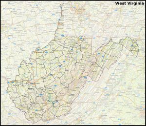 Mapa del estado de Virginia Occidental