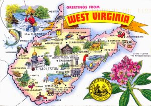 Mapa tur&iacute;stico pict&oacute;rico de Virginia Occidental.
