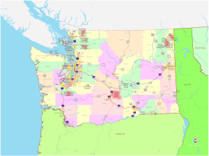 Mapa pol&iacute;tico del estado de Washington