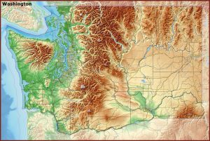 Mapa f&iacute;sico del estado de Washington