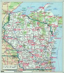 Mapa de Wisconsin.