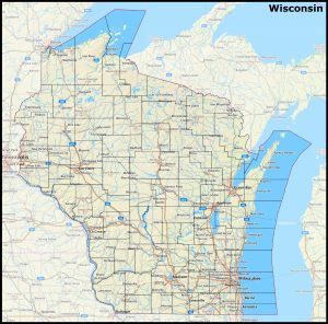 Mapa del estado de Wisconsin
