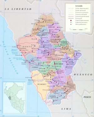 Mapa del departamento de &Aacute;ncash