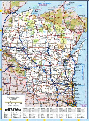 Mapa de carreteras del estado de Wisconsin