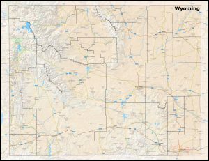 Mapa del estado de Wyoming