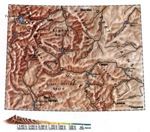 Mapa topográfico del estado de Wyoming. Mapa topográfico del estado de Wyoming.