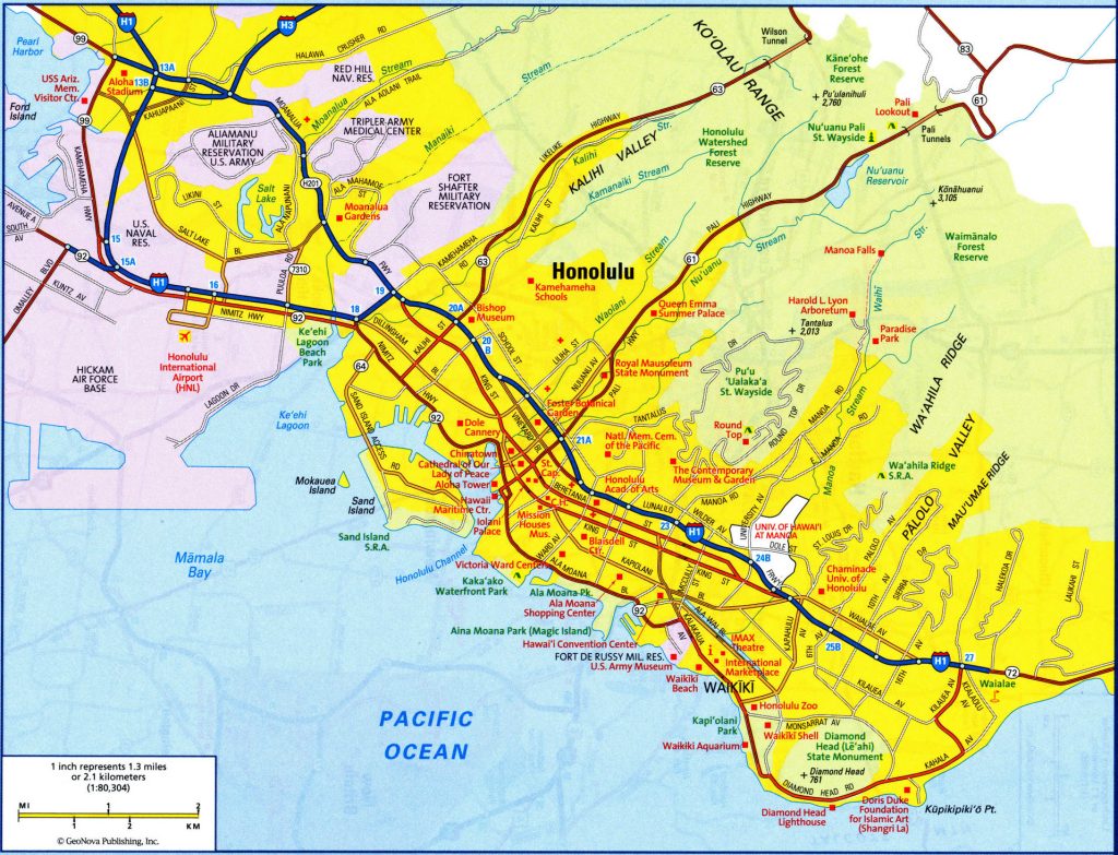 Plano de la ciudad de Honolulu.