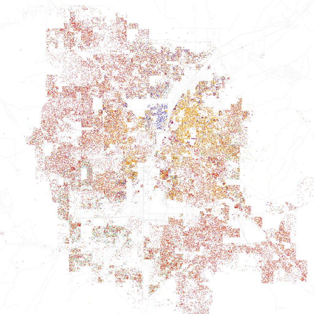 Mapa de la distribuci&oacute;n racial y &eacute;tnica en Las Vegas.