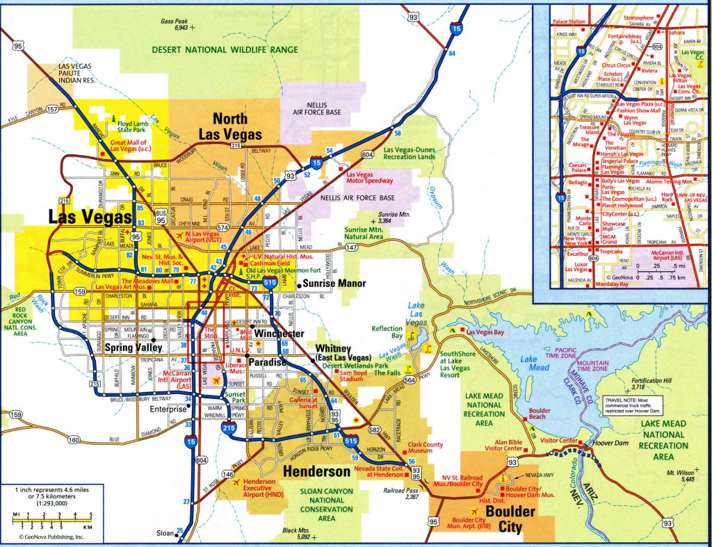 Mapa del &aacute;rea metropolitana de Las Vegas.