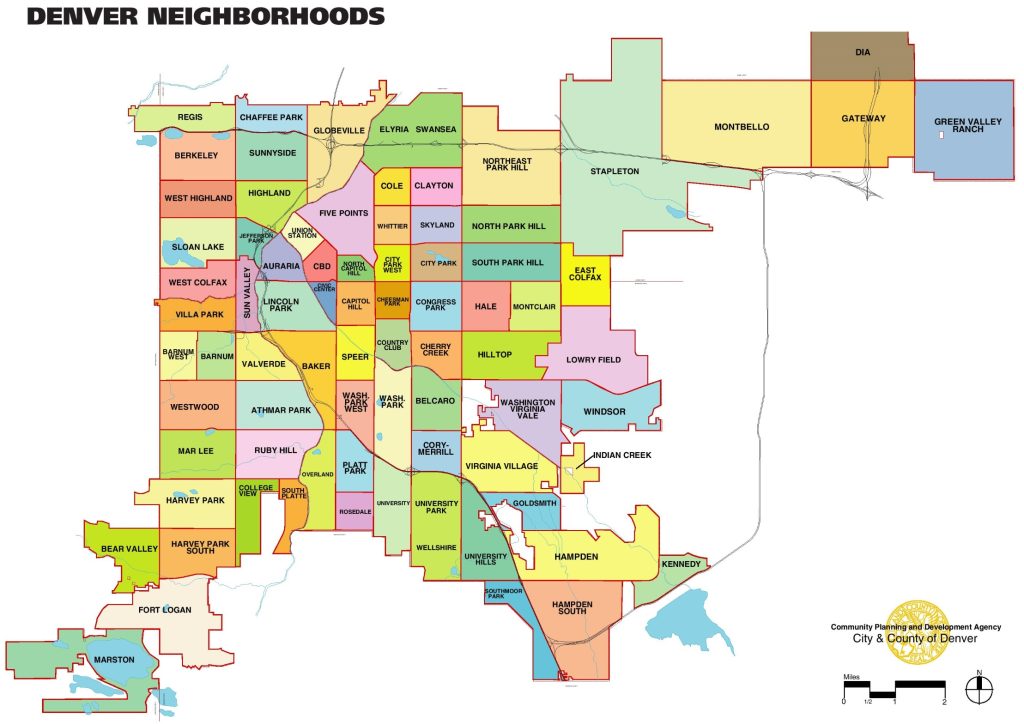 Plano de los barrios de Denver.