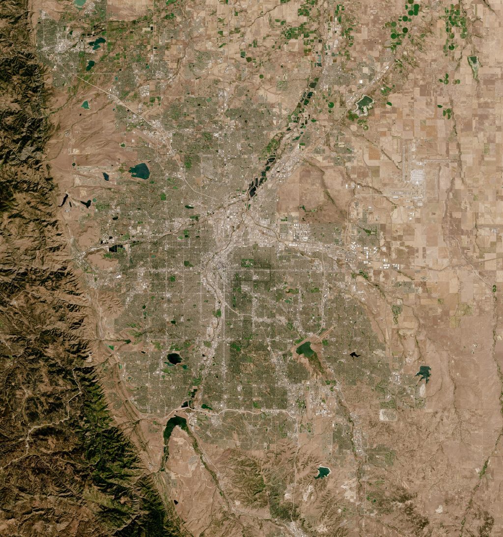 Imagen satelital de Denver, Colorado.