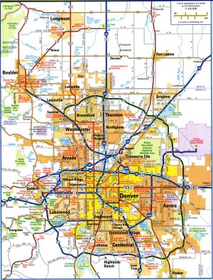 Mapa del &aacute;rea metropolitana de Denver&ndash;Aurora&ndash;Broomfield