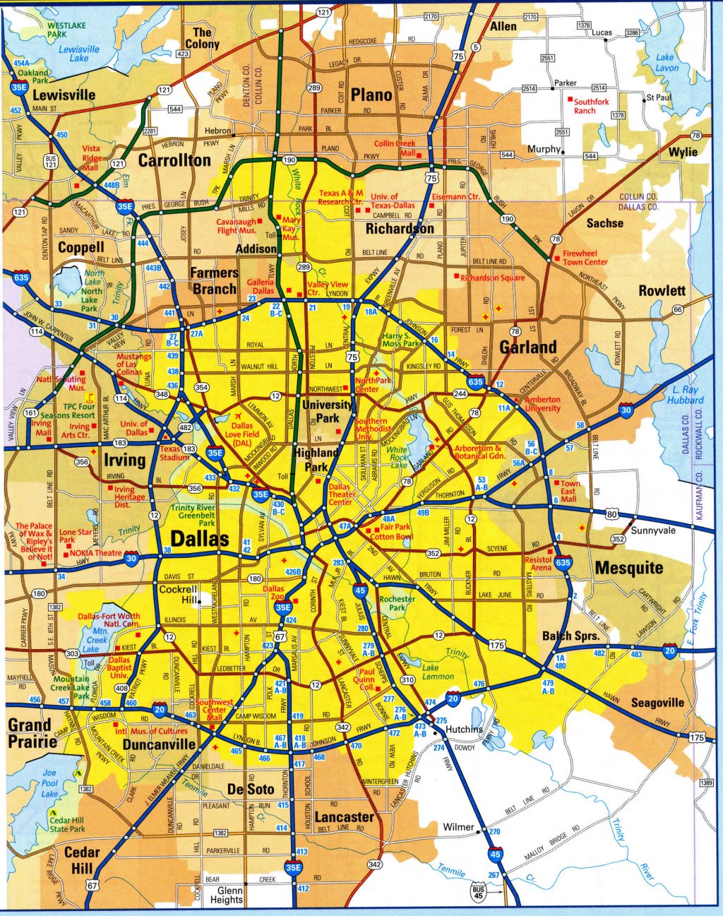 Plano de la ciudad de Dallas.