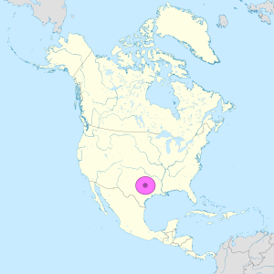 Mapa de ubicaci&oacute;n del Dallas&ndash;Fort Worth metroplex en Am&eacute;rica del Norte.