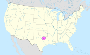 Mapa de ubicaci&oacute;n del Dallas&ndash;Fort Worth metroplex en los Estados Unidos.