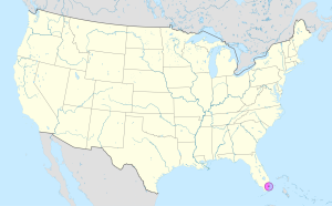 Mapa de ubicaci&oacute;n de la ciudad de Miami en los Estados Unidos.