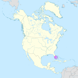 Mapa de ubicaci&oacute;n de la ciudad de Miami en Am&eacute;rica del Norte.