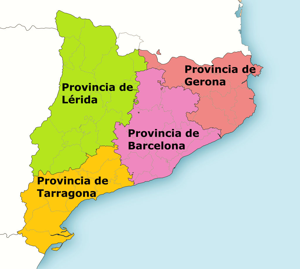 Mapa de las provincias de Cataluña.