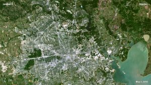 Imagen satelital de Landsat 5 del &aacute;rea metropolitana de Houston, Texas, tomada el 5 de mayo de 2010.
