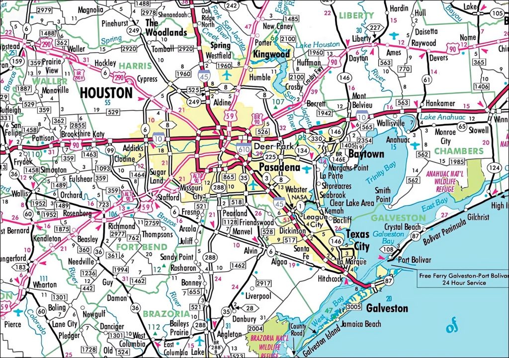 Mapa del &Aacute;rea Metropolitana de Houston.