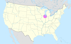 Mapa de ubicaci&oacute;n de la ciudad de Chicago en Estados Unidos.
