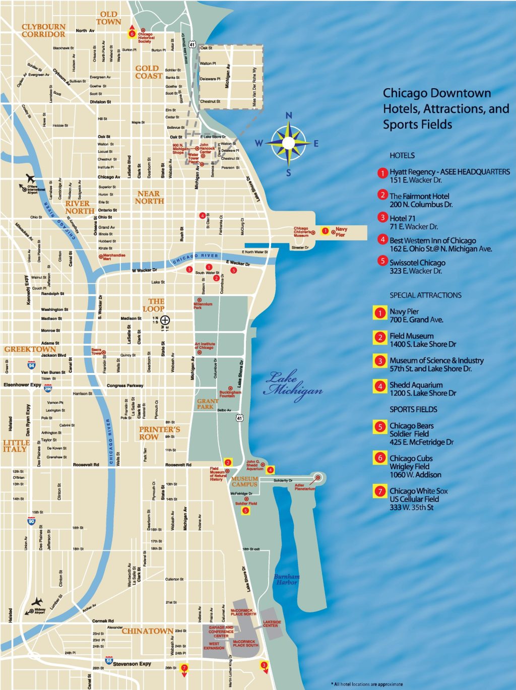 Plano del centro de la ciudad de Chicago.