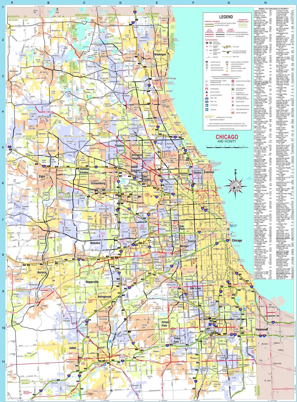 Mapa de calles y carreteras de Chicago.