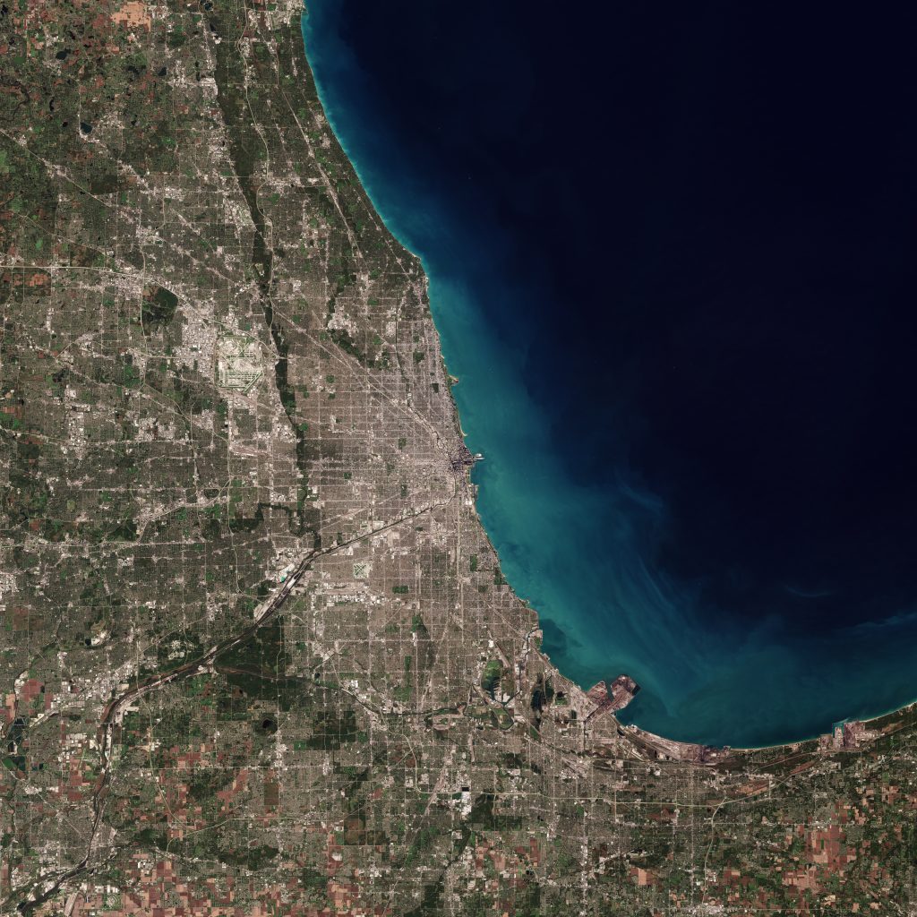 Imagen de sat&eacute;lite del &aacute;rea metropolitana de Chicago.