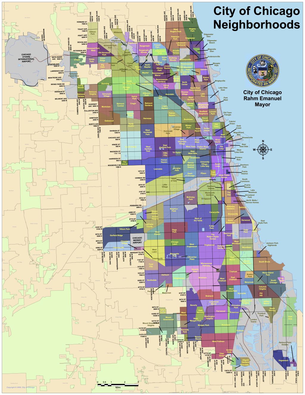 Mapa de los barrios de Chicago.