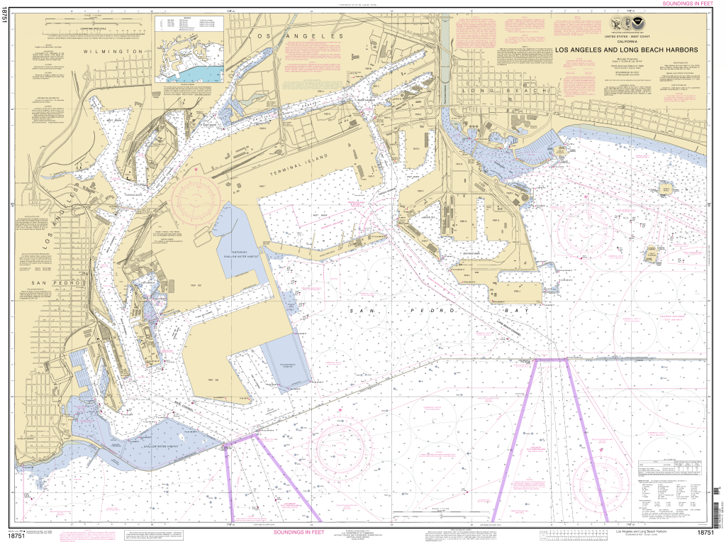 Carta n&aacute;utica del puerto de Los &Aacute;ngeles-Long Beach.