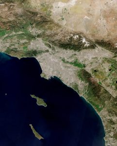 Imagen satelital del &aacute;rea metropolitana de Los &Aacute;ngeles, 30 de marzo de 2019.