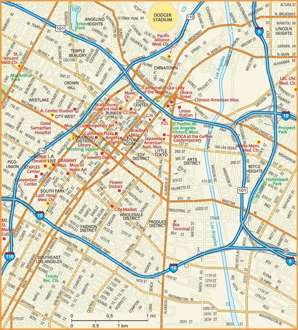Plano del centro de Los &Aacute;ngeles.