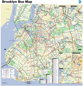 Plano de la red de autobuses de Brooklyn, Nueva York.