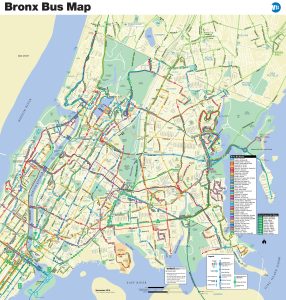 Plano de la red de autobuses del Bronx, Nueva York.