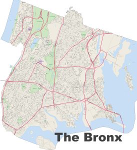 Plano de las calles del Bronx, Nueva York.